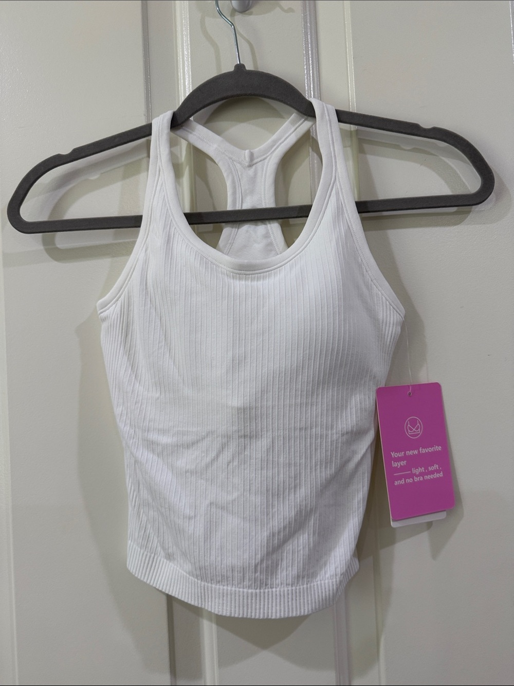 Vital Life Activewear White Ribbed Racerback Tank Top